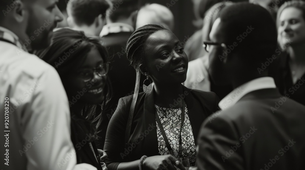 Obraz premium People engaged in a lively discussion, enjoying each other's company. A professional networking event.