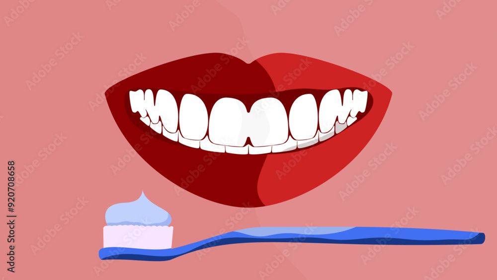 brushing teeth,flat color illustration brushing teeth,flat color illustration