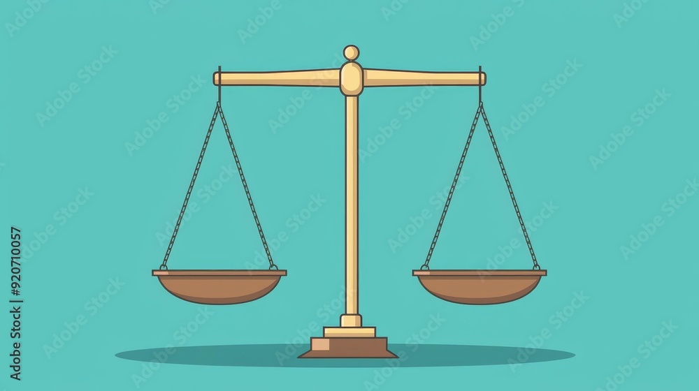 Scales of justice, equal balance, flat design illustration Scales of justice, equal balance, flat design illustration