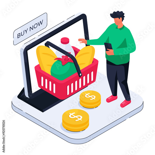 Modern design illustration of buy grocery 

