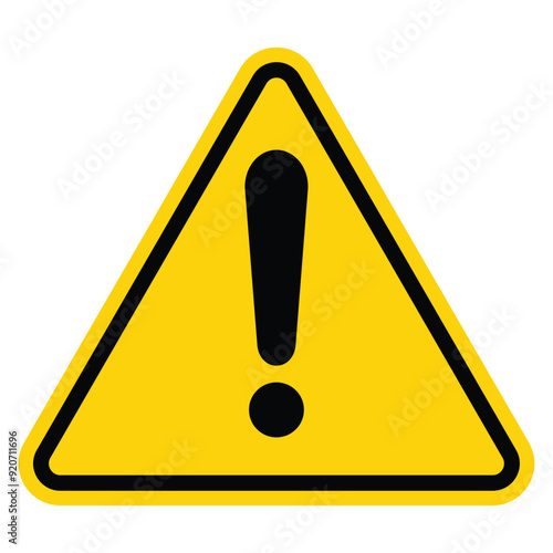 Hazard warning attention sign with exclamation mark symbol in a yellow triangle. Danger, Vector illustration. Attention icon.