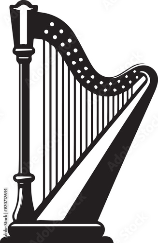 Harp guiter vector silhouette illustration logo art