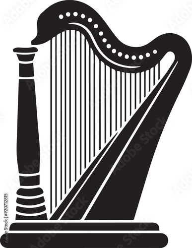 Harp guiter vector silhouette illustration logo