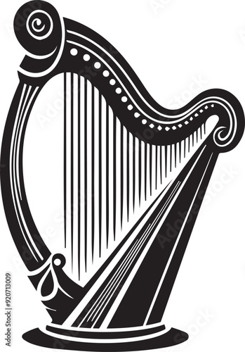 Harp guiter vector silhouette illustration