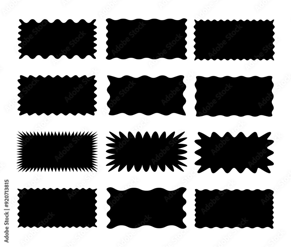 custom made wallpaper toronto digitalSet of rectangle shape frames with zigzag edge. Uneven zigzag rectangular shapes. Jagged rectangle. Isolated elements for design of text box, badge, banner