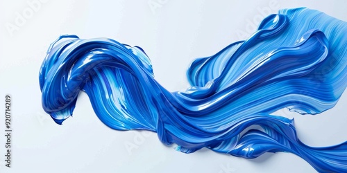 Abstract Paint Stroke Fluid Liquid blue isolate element