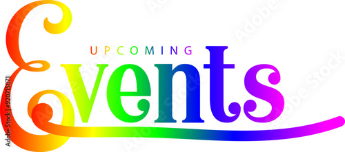 Upcoming events. Origami style speech bubble banner. Sticker design template with Upcoming events text. Vector EPS 10