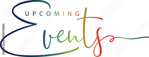 Upcoming events. Origami style speech bubble banner. Sticker design template with Upcoming events text. Vector EPS 10