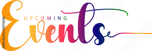 Upcoming events. Origami style speech bubble banner. Sticker design template with Upcoming events text. Vector EPS 10