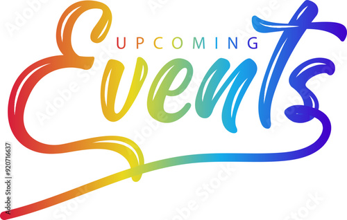 Upcoming events. Origami style speech bubble banner. Sticker design template with Upcoming events text. Vector EPS 10