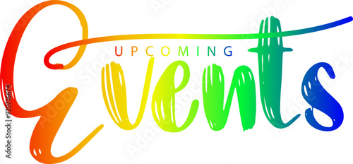 Upcoming events. Origami style speech bubble banner. Sticker design template with Upcoming events text. Vector EPS 10