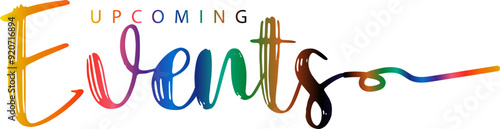 Upcoming events. Origami style speech bubble banner. Sticker design template with Upcoming events text. Vector EPS 10