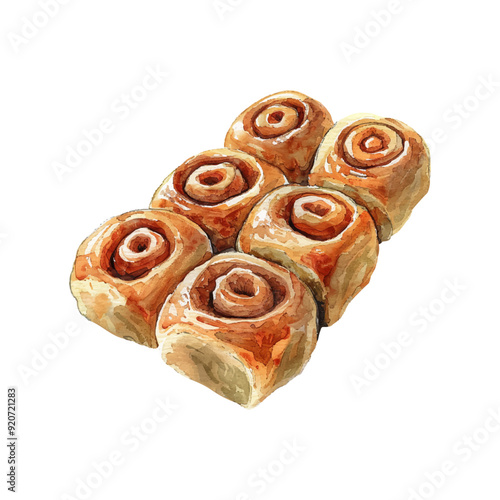 sweet roll vector illustration in watercolor style