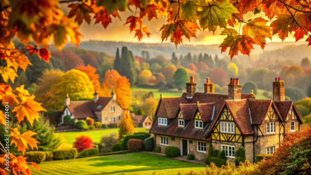 Obraz premium Autumn scene and english country style homes