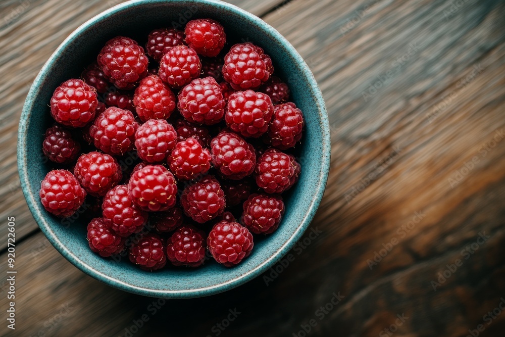 Tulameen Raspberry in a bowl, Top View Tulameen Raspberry in a bowl, Top View