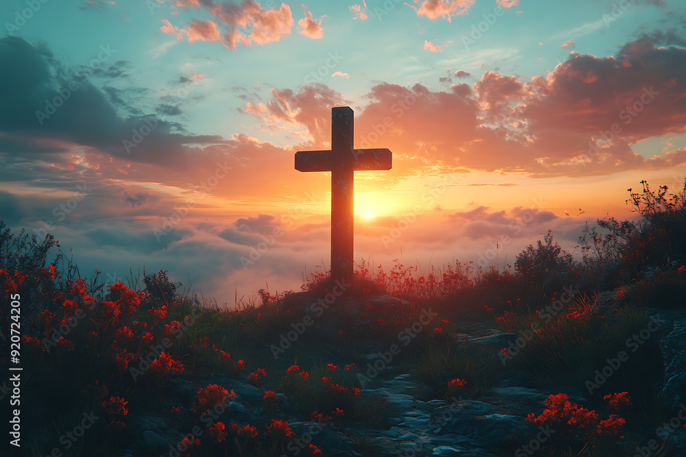 A simple and clean cross symbol representing faith, spirituality, or religion, often used in religious contexts A simple and clean cross symbol representing faith, spirituality, or religion, often used in religious contexts