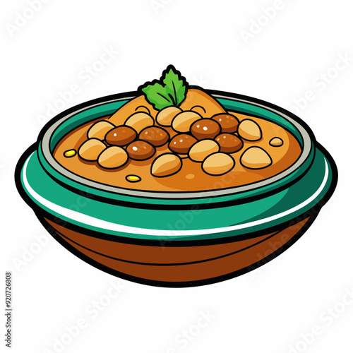 Traditional Egyptian beans dish  art vector illustration