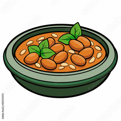 Traditional Egyptian beans dish  art vector illustration