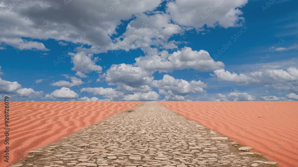 stony road in a sand time lapse scene stony road in a sand time lapse scene