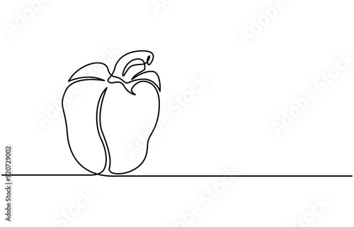  Continuous one line drawing of Sweet pepper bell pepper line art vector sketch illustration design,