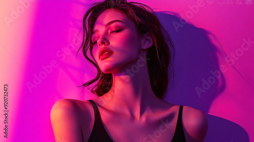 Wallpaper Mural woman in sexy pose and an erotic purple lighting mood Torontodigital.ca