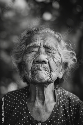 black & white portrait of a old women