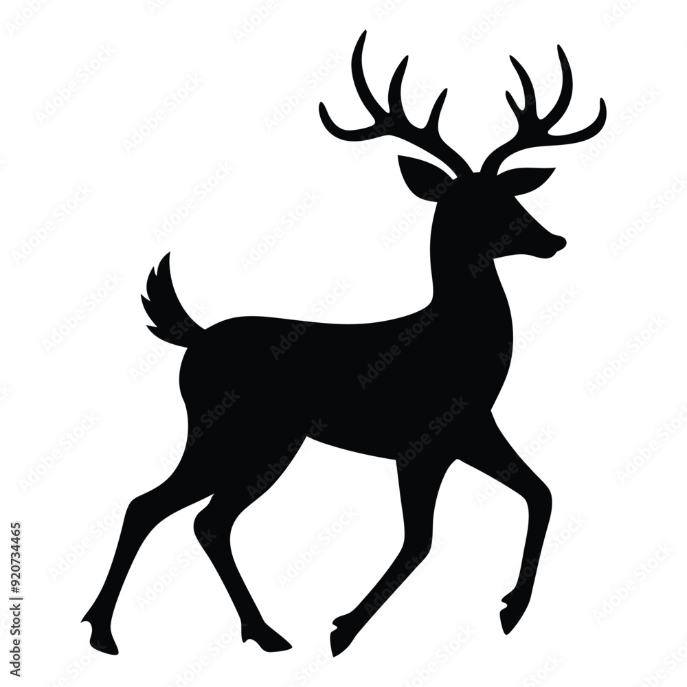 Obraz premium Illustration of Walking Deer silhouette isolated