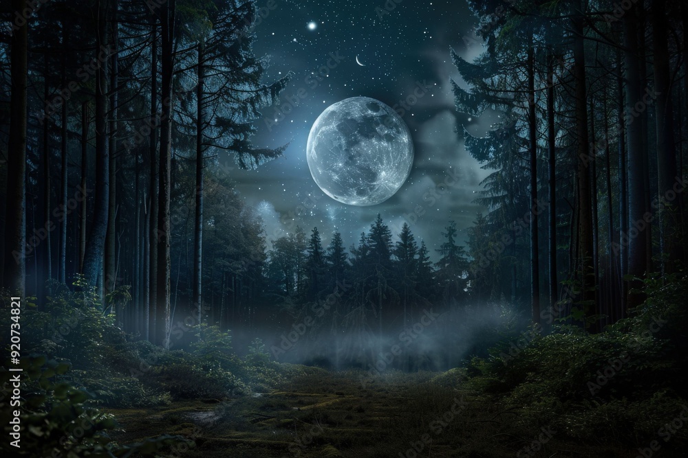 Naklejka premium Milky Way sphere orbits planet in abstract black background pattern Water drops on the planet in the dark, close-up. . Beautiful simple AI generated image in 4K, unique.