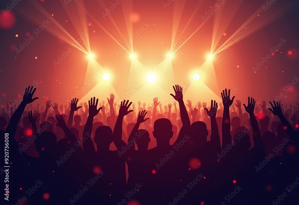 Cheerful Crowd Silhouette: Vector Illustration of Happy Fans at a Concert or Sporting Event Cheerful Crowd Silhouette: Vector Illustration of Happy Fans at a Concert or Sporting Event