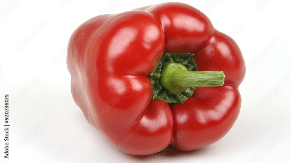 Vibrant Red Bell Pepper Side Profile on White Background - Fresh Vegetable Food Concept Vibrant Red Bell Pepper Side Profile on White Background - Fresh Vegetable Food Concept