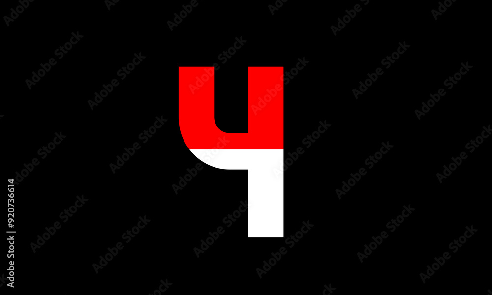 4 Red White Half Modern Number Logo 4 Red White Half Modern Number Logo