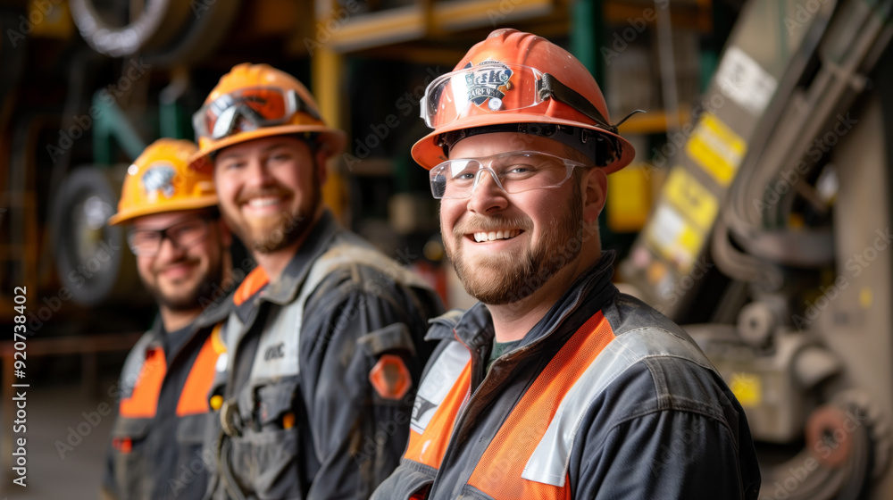 Smiling Construction Workers in Safety Gear.. Smiling Construction Workers in Safety Gear..