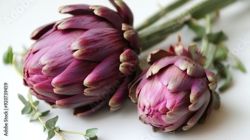 "Vibrant Side Profile of Fresh Green Artichoke on White Background"