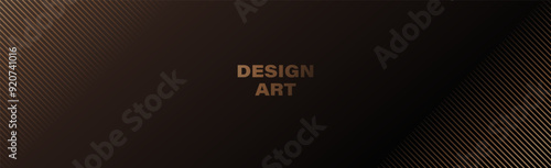 Set of chic elegant cards in brown, beige, black shades. Golden, copper lines. Geometric pattern. Cover, packaging, business brand template.