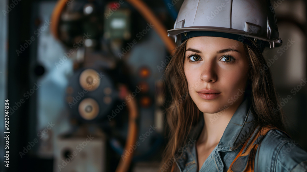 Confident Female Engineer in Industrial Setting .. Confident Female Engineer in Industrial Setting ..
