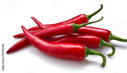 Fresh Red Chili Peppers Isolated on White Background photo