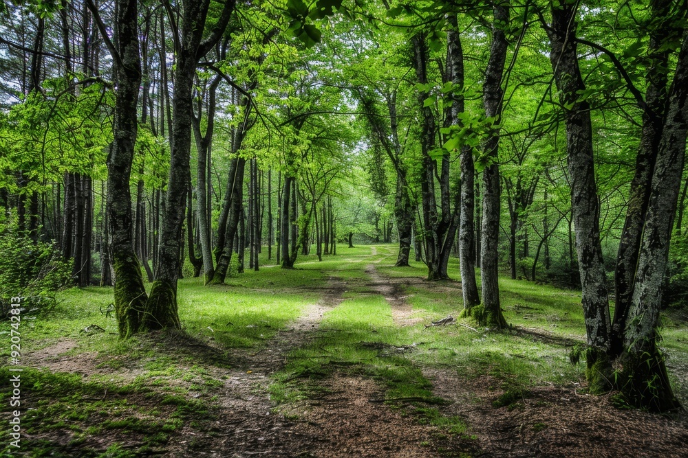 Tunnel-like Avenue of green Trees, Tree Footpath through Park in Spring. Beautiful simple AI generated image in 4K, unique. Tunnel-like Avenue of green Trees, Tree Footpath through Park in Spring. Beautiful simple AI generated image in 4K, unique.