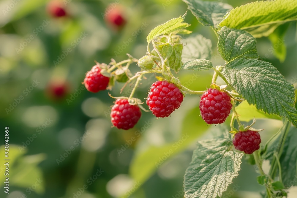 Summer bearing Red Raspberry fruit background Summer bearing Red Raspberry fruit background