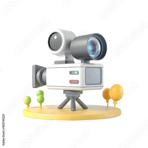 3d cinema camera on Isolated transparent background png. generated with AI