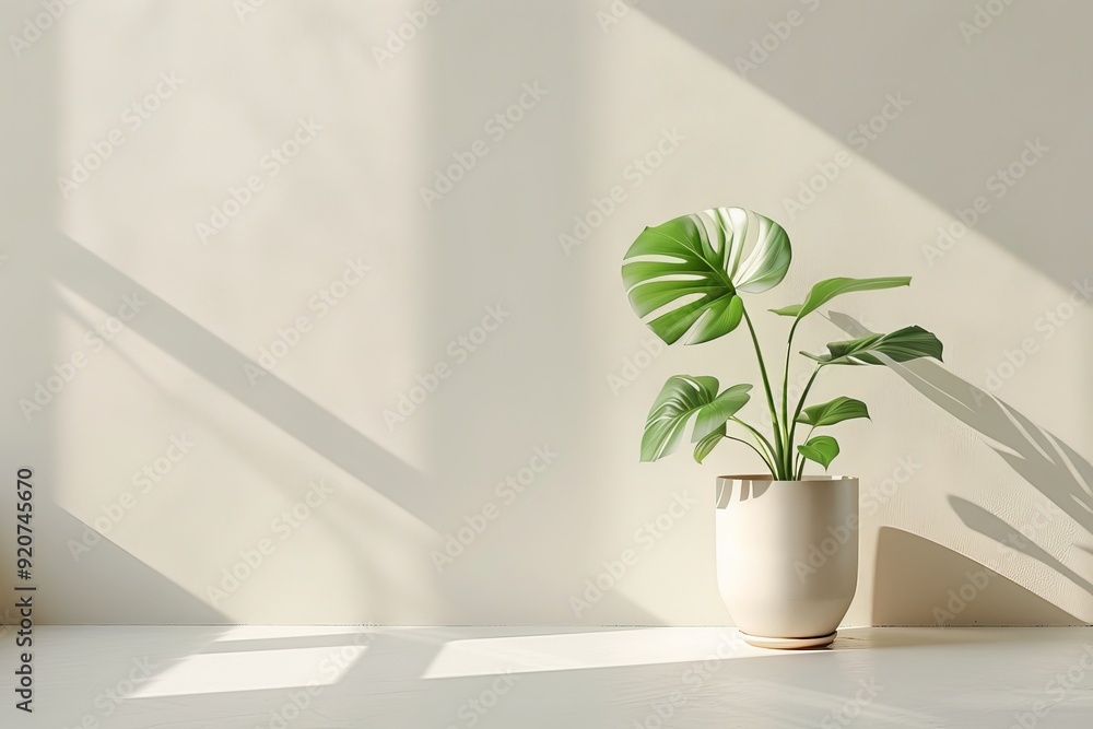 A lush green plant in a stylish pot set in an airy, sunlit space, casting dynamic shadows, symbolizing nature, growth, and vitality within a modern interior. A lush green plant in a stylish pot set in an airy, sunlit space, casting dynamic shadows, symbolizing nature, growth, and vitality within a modern interior.