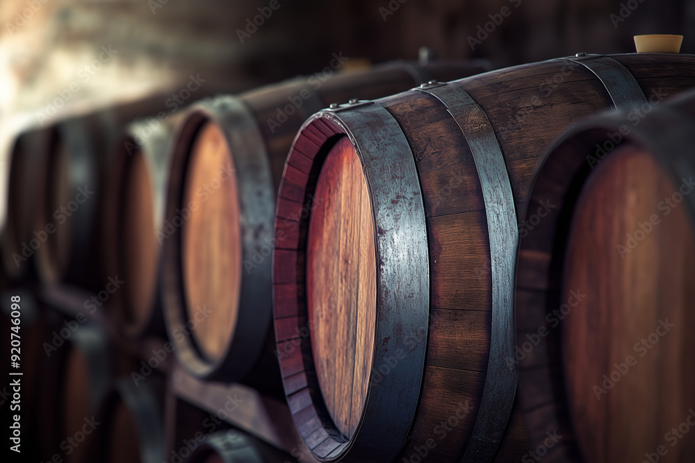 Close up shot wine barrels , Oak wood barrels contain alcohol. Close up shot wine barrels , Oak wood barrels contain alcohol.