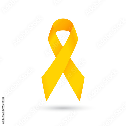Yellow ribbon awareness Adenosarcoma, Bladder Cancer, Bone Cancer, Endometriosis, Sarcoma, Spina Bifida, Suicide. Isolated on white background. Vector illustration. 01