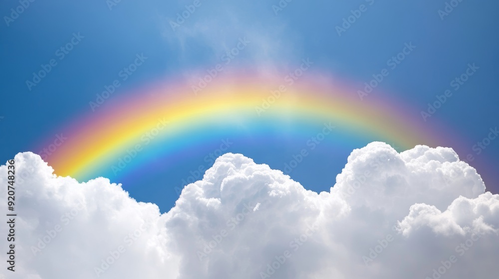 Dreamy clouds, pastel colors, enchanting rainbows, calm sky Dreamy clouds, pastel colors, enchanting rainbows, calm sky