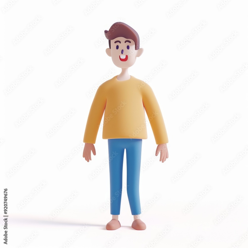 Character smiling man in 3D style on a white background
Character smiling man in 3D style on a white background