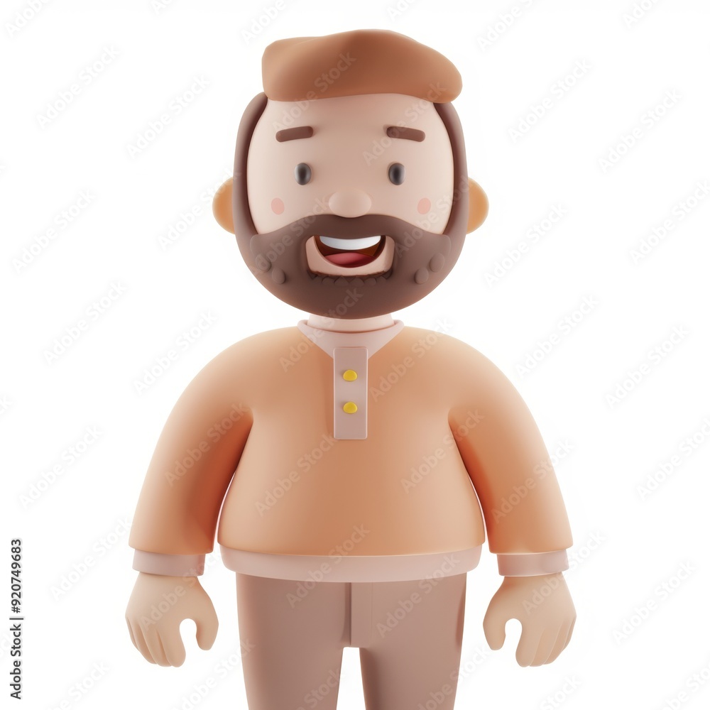 Character smiling man in 3D style on a white background
Character smiling man in 3D style on a white background