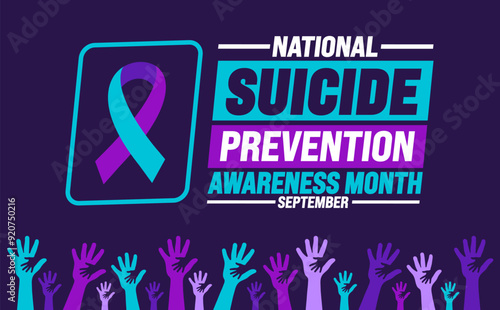 National Suicide Prevention Awareness Month hand rising background or banner template observed every year in September.