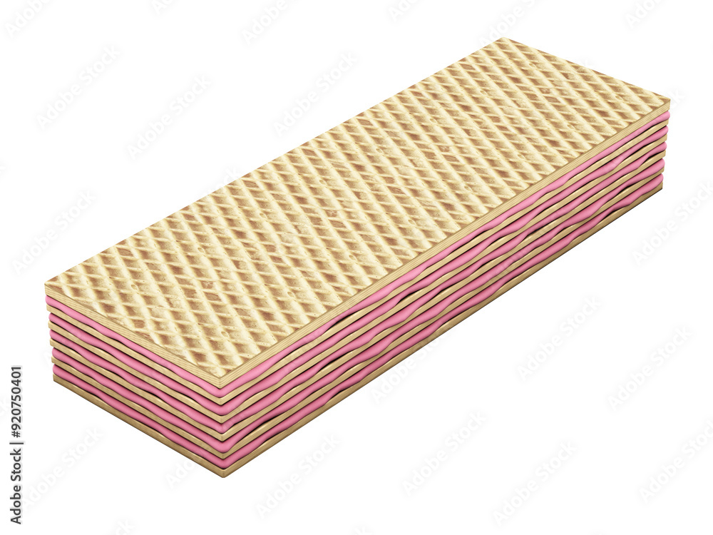 Strawberry flavoured wafers isolated on transparent background. 3D illustration Strawberry flavoured wafers isolated on transparent background. 3D illustration