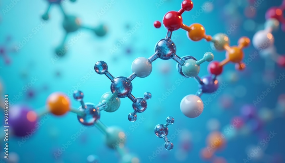 Molecular structure in a colorful 3D illustration Molecular structure in a colorful 3D illustration