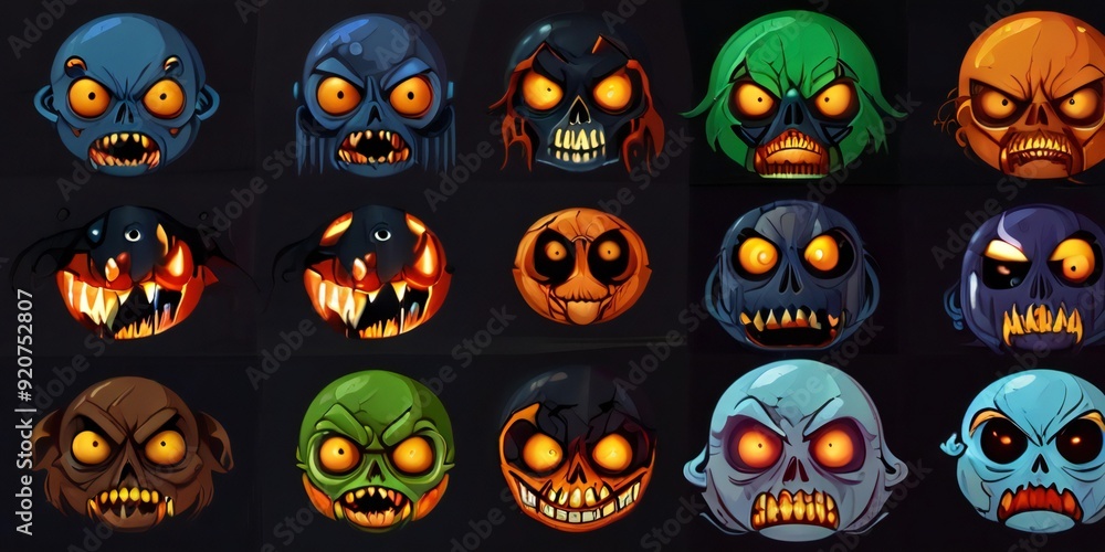 set of halloween monsters set of halloween monsters