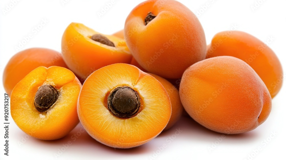Juicy Ripe Apricot on Bright White Background with Full Body Shot Juicy Ripe Apricot on Bright White Background with Full Body Shot